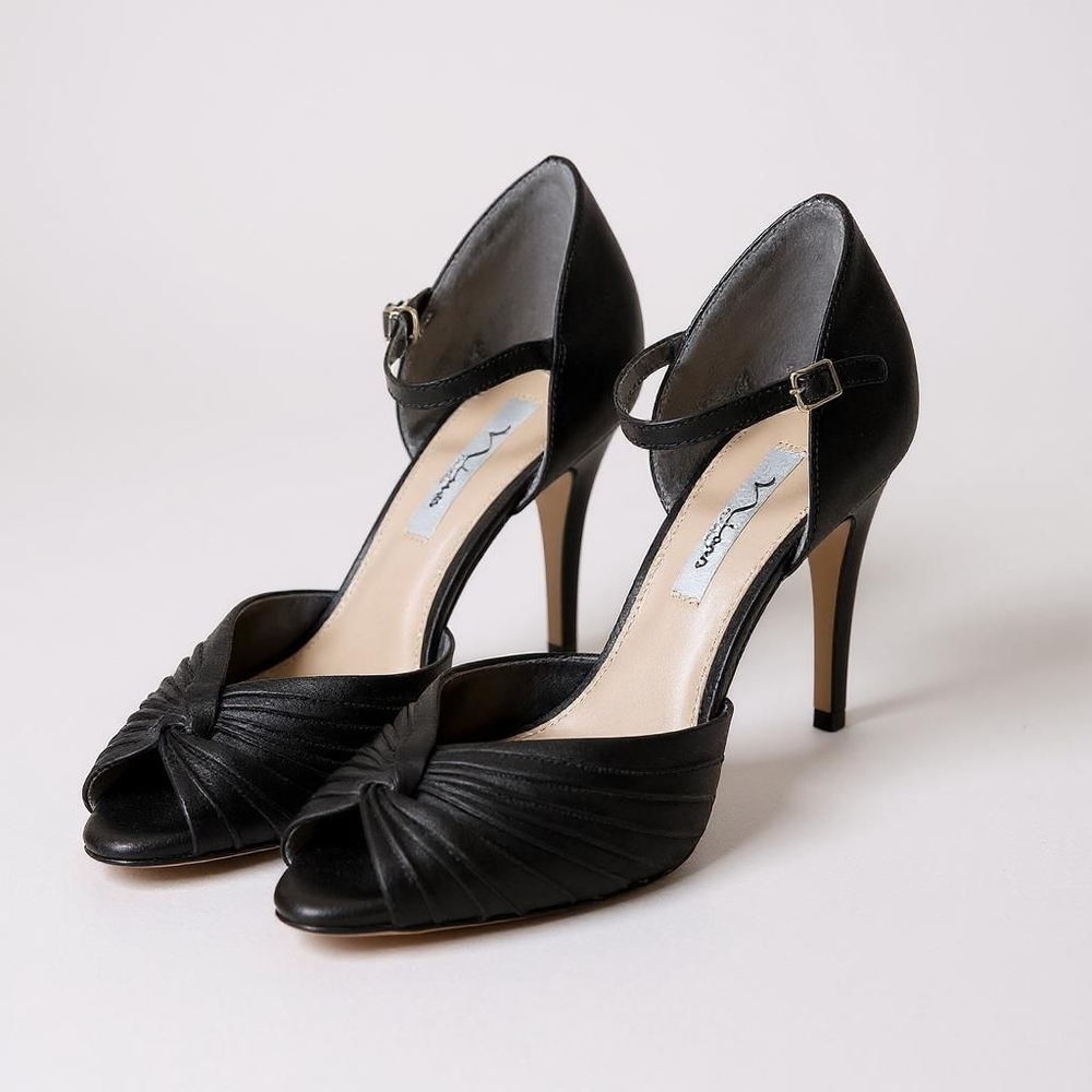 Black Peep-Toe Heels